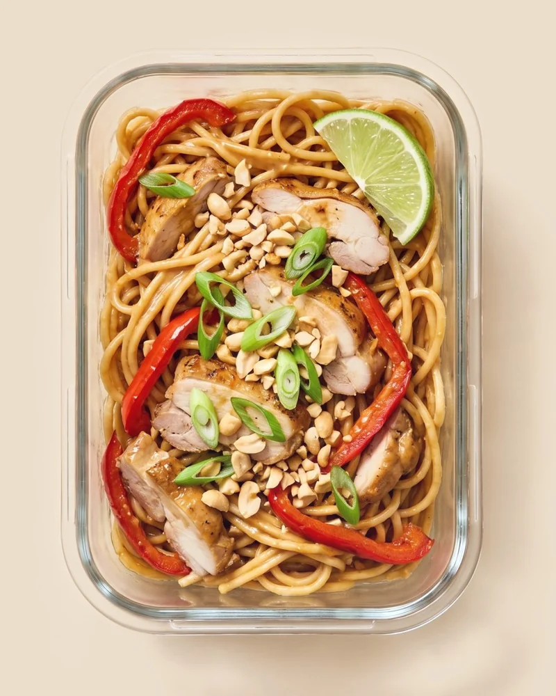 Burrito & peanut week: chicken peanut noodles with peppers and lime